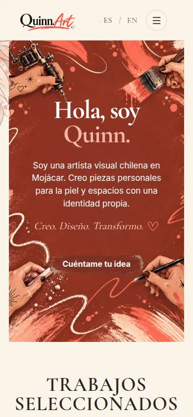 Mobile homepage: Quinn.Art